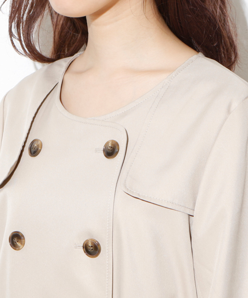 natural couture(ナチュラルクチュール)の「ノーカラートレンチ(トレンチコート・レディース・ライトベージュ/ベージュ・FREE)」の10枚目の写真