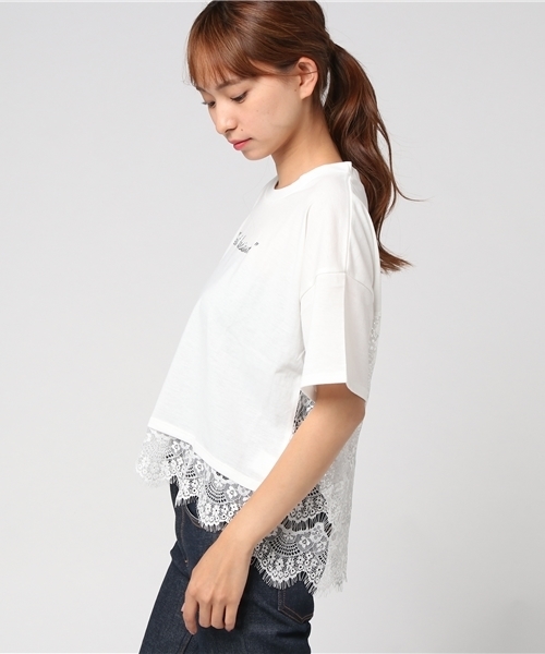 Heather(ヘザー)の「シシュウロゴレースT 764459(Tシャツ/カットソー・レディース・ブラック/アイボリー/ライトブルー・FREE)」の5枚目の写真