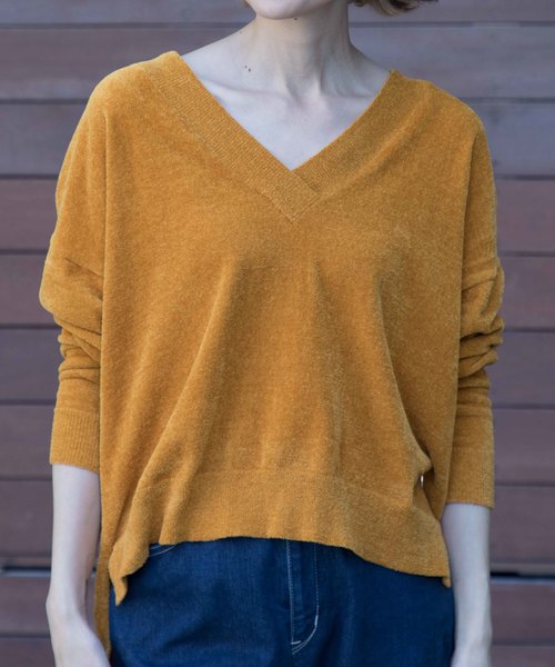 STUDIOUS SELECT（ステュディオスセレクト）の「【Dignite Collier】12Gフェザー天竺ニット　809519（ニット/セーター・レディース・ブラック/マスタード・FREE）」の2枚目の写真