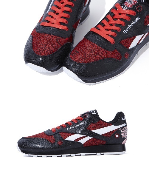 Reebok(リーボック)の「店舗限定 リーボック×キースヘリング Reebok CL LTHR CLEAN KH(スニーカー・メンズ・ブラック・24.5cm/25cm/26cm/26.5cm/27cm/27.5cm/28cm/28.5cm/29cm)」の2枚目の写真