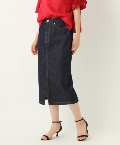 A part by（アパートバイ）の「デニムスリットタイトスカート 786915（デニムスカート・レディース・ネイビー/ブルー・MEDIUM/LARGE）」の2枚目の写真