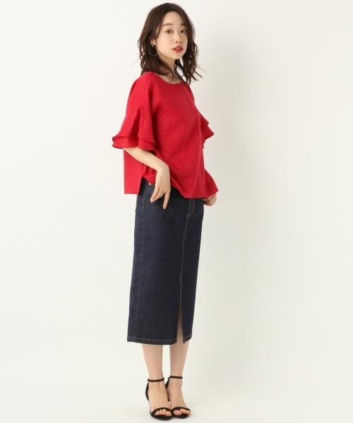 A part by（アパートバイ）の「デニムスリットタイトスカート 786915（デニムスカート・レディース・ネイビー/ブルー・MEDIUM/LARGE）」の3枚目の写真