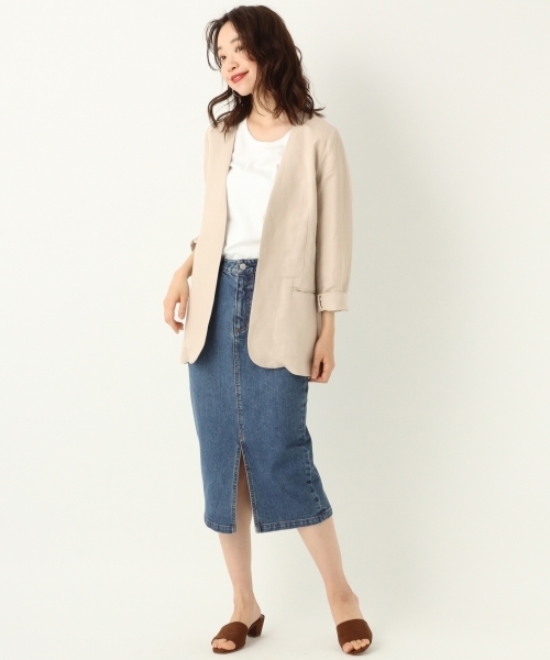 A part by（アパートバイ）の「デニムスリットタイトスカート 786915（デニムスカート・レディース・ネイビー/ブルー・MEDIUM/LARGE）」の4枚目の写真