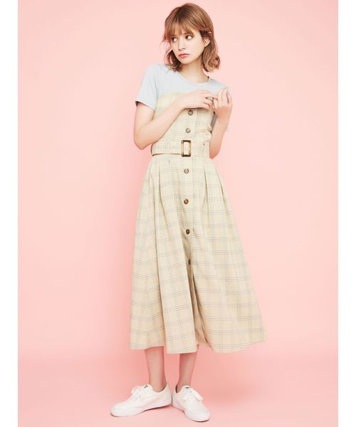 dazzlin（ダズリン）の「チェックベアワンピース（ワンピース・レディース・ベージュ/イエロー/ブルー・MEDIUM/SMALL）」の4枚目の写真