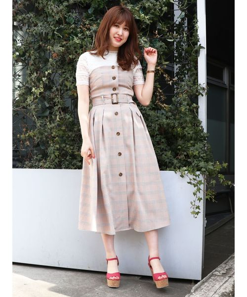 dazzlin（ダズリン）の「チェックベアワンピース（ワンピース・レディース・ベージュ/イエロー/ブルー・MEDIUM/SMALL）」の17枚目の写真