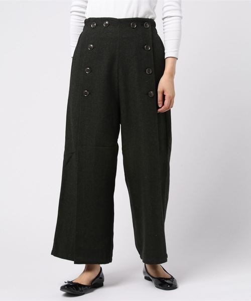 STYLEBLOCK（スタイルブロック）の「ヘリンボーンフロントボタンハイウエストワイドパンツ（その他パンツ・レディース・ホワイト/カーキ/ダークグレー/キャメル・M）」の3枚目の写真