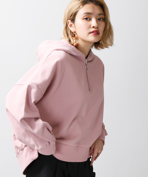 WEGO（ウィゴー）の「WEGO/ハーフZIPボリュームパーカー（パーカー・レディース・アイボリー/グリーン/ベージュ/ブラック/ライトピンク・FREE）」の5枚目の写真