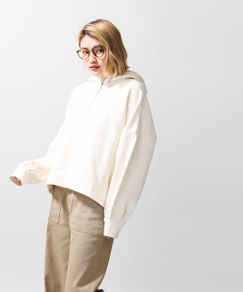 WEGO（ウィゴー）の「WEGO/ハーフZIPボリュームパーカー（パーカー・レディース・アイボリー/グリーン/ベージュ/ブラック/ライトピンク・FREE）」の22枚目の写真