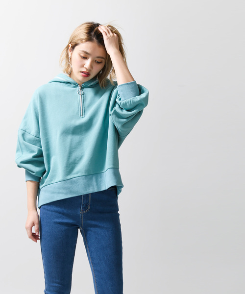 WEGO（ウィゴー）の「WEGO/ハーフZIPボリュームパーカー（パーカー・レディース・アイボリー/グリーン/ベージュ/ブラック/ライトピンク・FREE）」の16枚目の写真