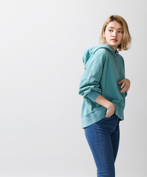 WEGO（ウィゴー）の「WEGO/ハーフZIPボリュームパーカー（パーカー・レディース・アイボリー/グリーン/ベージュ/ブラック/ライトピンク・FREE）」の15枚目の写真