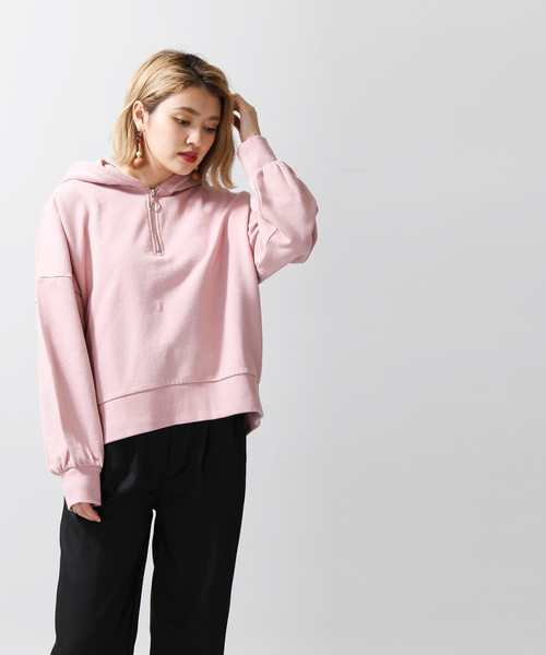 WEGO（ウィゴー）の「WEGO/ハーフZIPボリュームパーカー（パーカー・レディース・アイボリー/グリーン/ベージュ/ブラック/ライトピンク・FREE）」の14枚目の写真