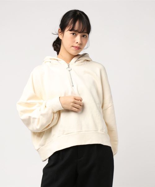 WEGO（ウィゴー）の「WEGO/ハーフZIPボリュームパーカー（パーカー・レディース・アイボリー/グリーン/ベージュ/ブラック/ライトピンク・FREE）」の12枚目の写真