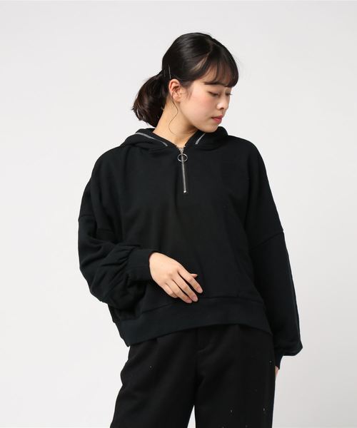 WEGO（ウィゴー）の「WEGO/ハーフZIPボリュームパーカー（パーカー・レディース・アイボリー/グリーン/ベージュ/ブラック/ライトピンク・FREE）」の11枚目の写真