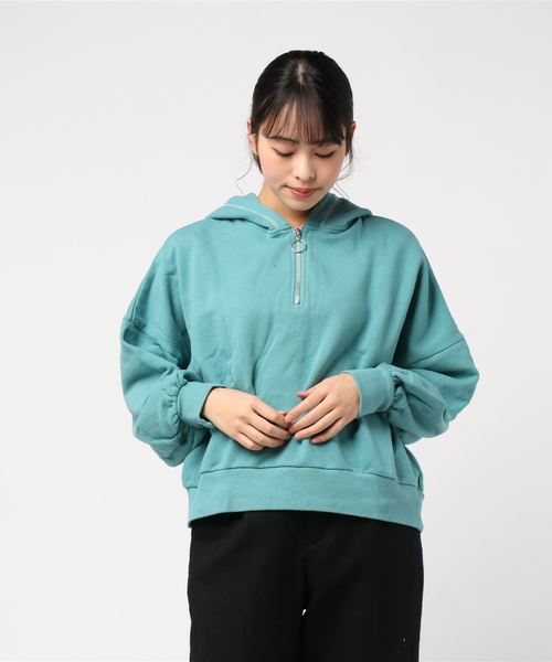 WEGO（ウィゴー）の「WEGO/ハーフZIPボリュームパーカー（パーカー・レディース・アイボリー/グリーン/ベージュ/ブラック/ライトピンク・FREE）」の9枚目の写真