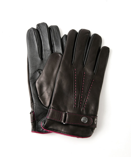 CARIDEI（カリデイ）の「ラムスマートタッチベルテッドカシミヤライニンググローブ（手袋・メンズ・ブラック/ブラウン・8）」の2枚目の写真