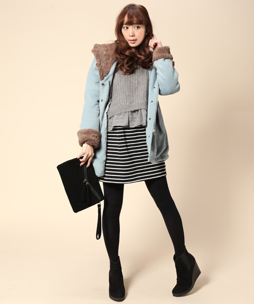 mystic（ミスティック）の「ボーダータイトスカート（スカート・レディース・ネイビー/チャコールグレー/ブラック・ﾌﾘ-）」の8枚目の写真