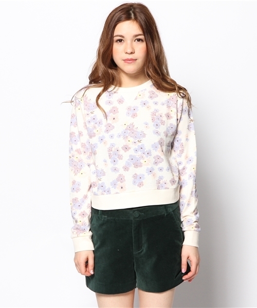 natural couture（ナチュラルクチュール）の「フラワープリントプルオーバー（Tシャツ/カットソー・レディース・アイボリー/トップグレー・FREE）」の4枚目の写真