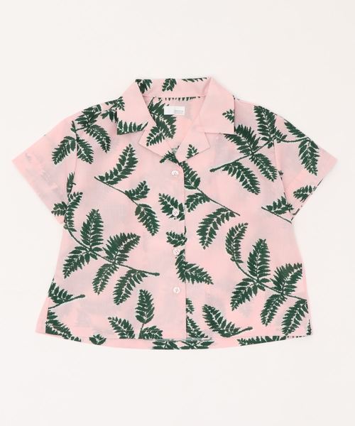 LOWRYS FARM(ローリーズファーム)の「リーフプリントシャツS/S 839893(シャツ/ブラウス・キッズ・チャコールグレー/ベージュ/ピンク・100/110/120)」の6枚目の写真