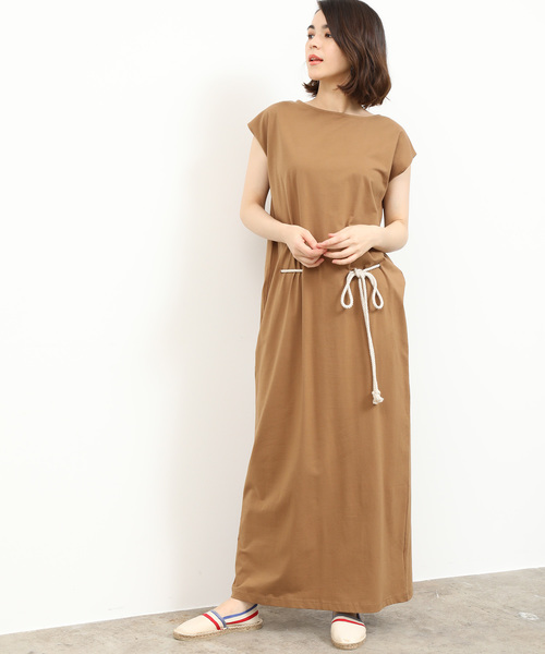 SALON adam et rope'(サロン アダム エ ロペ)の「ドローストリングノースリーブドレス(ワンピース)」|ダークブラウン