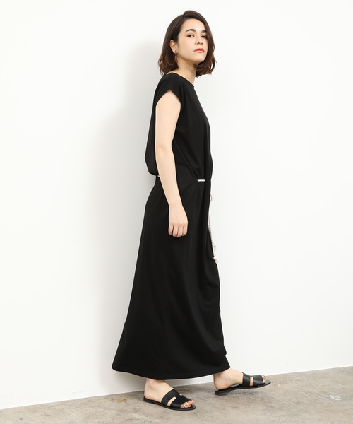 SALON adam et rope'(サロン アダム エ ロペ)の「ドローストリングノースリーブドレス(ワンピース・レディース・ブラック/ダークブラウン/ブルー系その他4・FREE)」の6枚目の写真