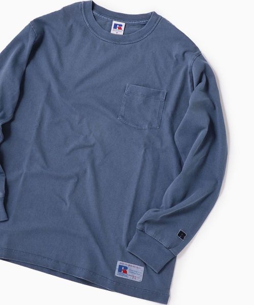 Russell Athletic（ラッセルアスレティック）の「RUSSELL ATHLETIC×SHIPS: 別注 ユーズド加工 ロンT 19FW（Tシャツ/カットソー・メンズ・ブルー/チャコールグレー/ブラウン/パープル/ホワイト・MEDIUM/SMALL/LARGE/X-LARGE）」の15枚目の写真