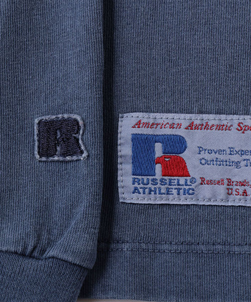 Russell Athletic（ラッセルアスレティック）の「RUSSELL ATHLETIC×SHIPS: 別注 ユーズド加工 ロンT 19FW（Tシャツ/カットソー・メンズ・ブルー/チャコールグレー/ブラウン/パープル/ホワイト・MEDIUM/SMALL/LARGE/X-LARGE）」の6枚目の写真