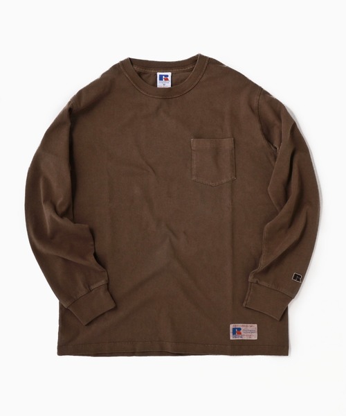 Russell Athletic（ラッセルアスレティック）の「RUSSELL ATHLETIC×SHIPS: 別注 ユーズド加工 ロンT 19FW（Tシャツ/カットソー・メンズ・ブルー/チャコールグレー/ブラウン/パープル/ホワイト・MEDIUM/SMALL/LARGE/X-LARGE）」の4枚目の写真