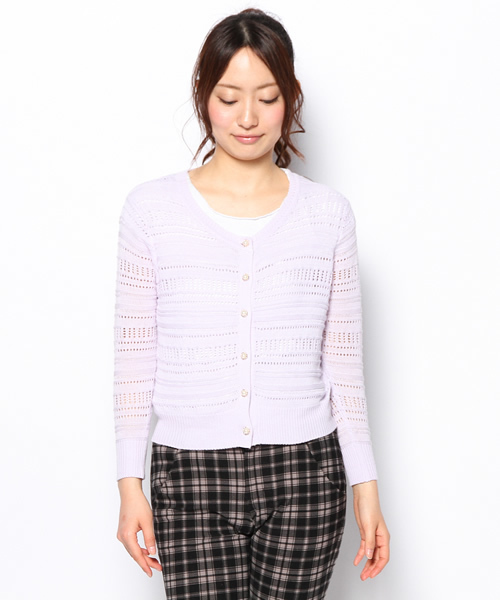 one after another NICE CLAUP（ワンアフターアナザーナイスクラップ）の「【ナイスクラップ】すかしｶｰﾃﾞｨｶﾞﾝ（カーディガン/ボレロ・レディース・イエロー/ネイビー/ミント/アイボリー/パープル・FREE）」の11枚目の写真