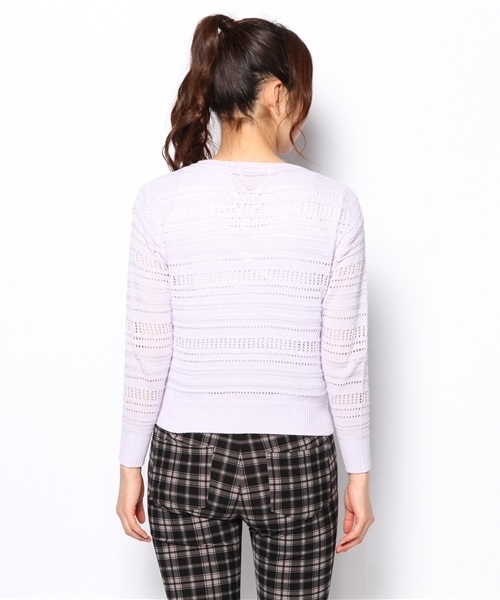 one after another NICE CLAUP（ワンアフターアナザーナイスクラップ）の「【ナイスクラップ】すかしｶｰﾃﾞｨｶﾞﾝ（カーディガン/ボレロ・レディース・イエロー/ネイビー/ミント/アイボリー/パープル・FREE）」の6枚目の写真