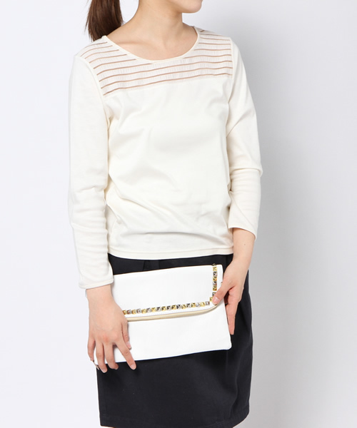 Ray BEAMS（レイビームス）の「MASTER&Co. / スタッズ クラッチバッグ（クラッチバッグ・レディース・ホワイト/ブラック・ONE SIZE）」の9枚目の写真