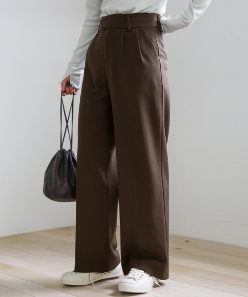 select MOCA（セレクトモカ）の「ウエストベルトデザインロングパンツ（スラックス・レディース・ブラック/ブラウン/カーキ・SMALL/MEDIUM）」の3枚目の写真