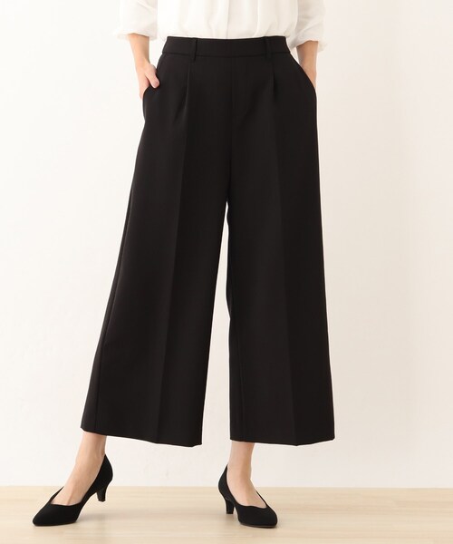 SHOO・LA・RUE（シューラルー）の「【S-5L/洗濯機可/2WAYストレッチ】ダブルクロスワイドパンツ（その他パンツ・レディース・ダークネイビー/ブラック/ナチュラル/ブラック系/ベージュ系その他4/グレー系6/ベージュ系その他5/ブラック系1・05/02/03/04/01/06/07）」の4枚目の写真