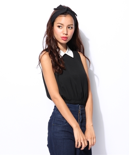 SLY（スライ）の「ｼﾞｮｰｾﾞｯﾄCROPPED TOPS（シャツ/ブラウス・レディース・ネイビー/ワインレッド/ブラック・2/1）」の2枚目の写真