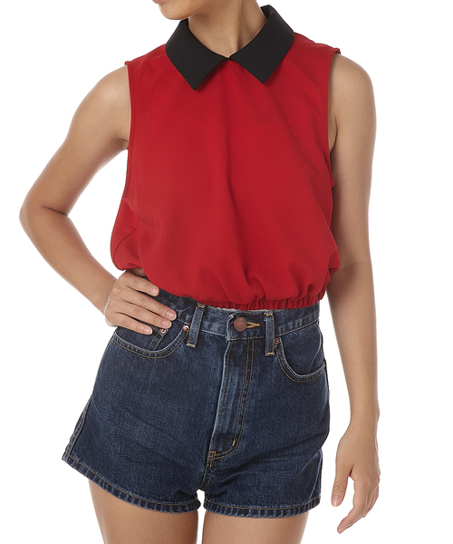 SLY（スライ）の「ｼﾞｮｰｾﾞｯﾄCROPPED TOPS（シャツ/ブラウス・レディース・ネイビー/ワインレッド/ブラック・2/1）」の3枚目の写真