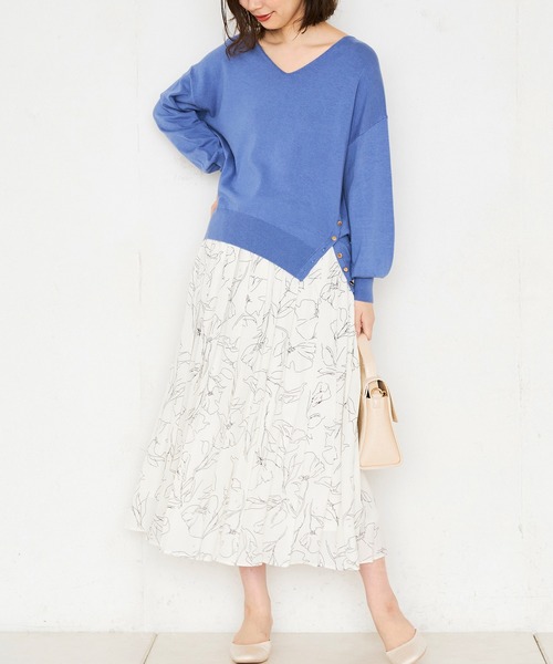 natural couture(ナチュラルクチュール)の「線画花柄プリーツスカート(スカート・レディース・ブラック/ベージュ/アイボリー・FREE)」の21枚目の写真