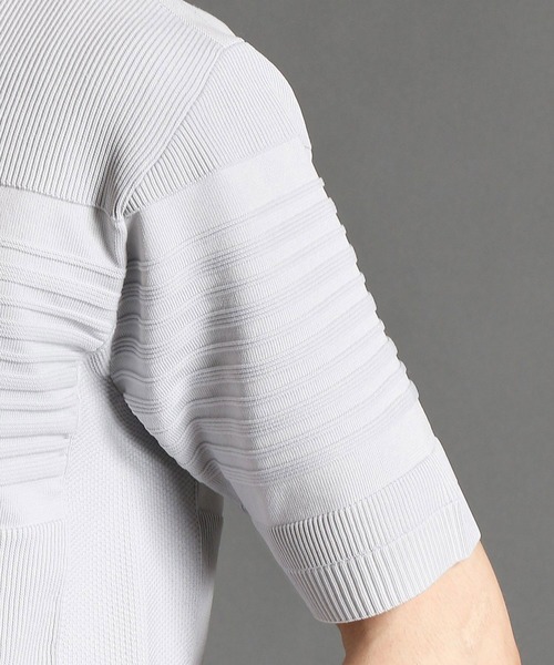 HIDEAWAYS NICOLE(ハイダウェイニコル)の「ジャカードクルーネック半袖ニット(ニット/セーター・メンズ・ライトグレー/ブルー/ラベンダー/ブラック/ホワイト・LARGE/MEDIUM/X-LARGE)」の9枚目の写真