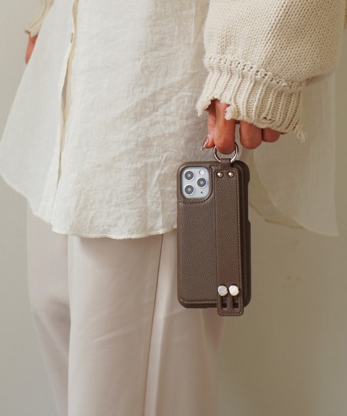 ensemble(皮革ブランド)（アンサンブル）の「【 ensemble / アンサンブル 】 iPhone ケース Porte Ⅱ ( 6 6S 7 8 SE2 )/( Ⅹ XS )/( 11 )/( 11pro )/( 12 / 12pro ) 対応（スマホケース/カバー・レディース・ライトグレー/ブラック/ベージュ/ブラウン/グレー/カーキ/シルバー/ブロンズ・F/A/C/E/H）」の11枚目の写真