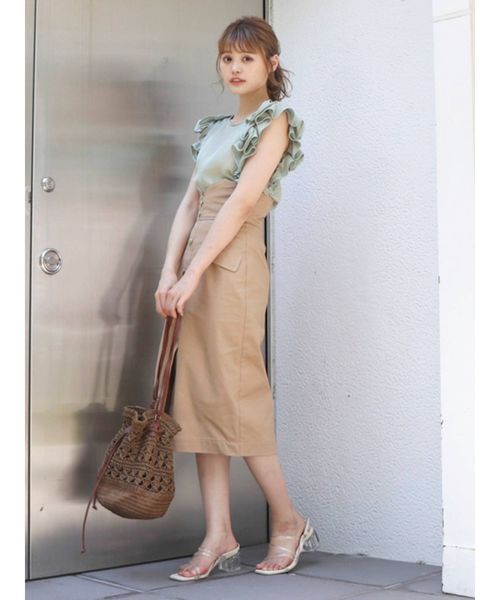 dazzlin(ダズリン)の「ハイウエストフロントボタンスカート(スカート・レディース・ベージュ・SMALL/MEDIUM)」の4枚目の写真