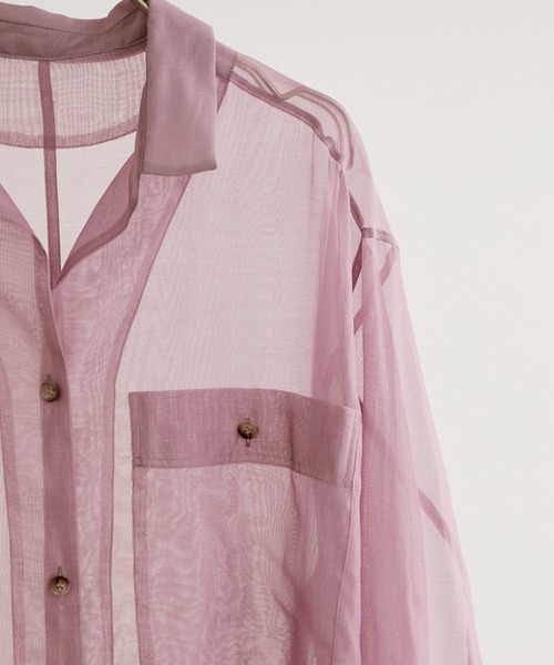 ADAM ET ROPE'(アダムエロペ)の「オーガンジーロングシャツワンピース(ワンピース・レディース・パープル/グリーン/キナリ・FREE)」の19枚目の写真