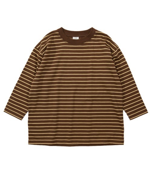 devirock(デビロック)の「BIGシルエットボーダー長袖Tシャツ(Tシャツ/カットソー・キッズ・ダークベージュ/ダークブラウン/ブラック/ネイビー・100cm/110cm/120cm/160cm/150cm/140cm/130cm)」の8枚目の写真