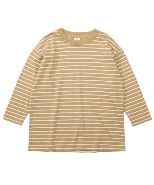 devirock(デビロック)の「BIGシルエットボーダー長袖Tシャツ(Tシャツ/カットソー・キッズ・ダークベージュ/ダークブラウン/ブラック/ネイビー・100cm/110cm/120cm/160cm/150cm/140cm/130cm)」の6枚目の写真