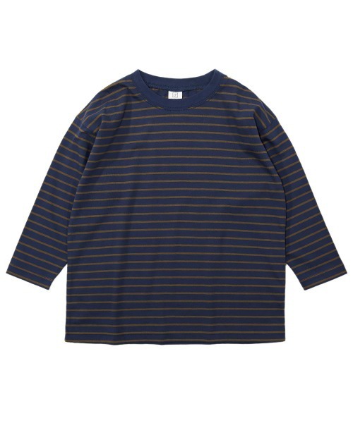 devirock(デビロック)の「BIGシルエットボーダー長袖Tシャツ(Tシャツ/カットソー・キッズ・ダークベージュ/ダークブラウン/ブラック/ネイビー・100cm/110cm/120cm/160cm/150cm/140cm/130cm)」の12枚目の写真