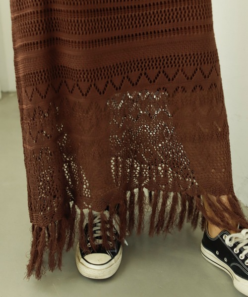 Auntie Rosa Holiday（アンティローザホリデー）の「透かし編みフリンジスカート（スカート・レディース・ブラウン/モカ/ナチュラル・FREE）」の18枚目の写真
