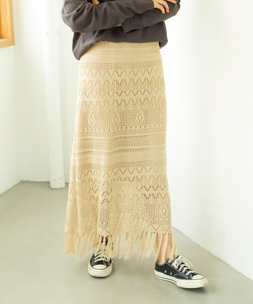 Auntie Rosa Holiday（アンティローザホリデー）の「透かし編みフリンジスカート（スカート・レディース・ブラウン/モカ/ナチュラル・FREE）」の22枚目の写真