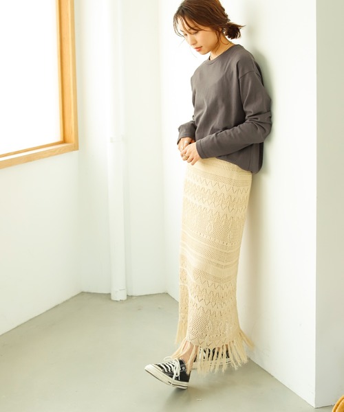 Auntie Rosa Holiday（アンティローザホリデー）の「透かし編みフリンジスカート（スカート・レディース・ブラウン/モカ/ナチュラル・FREE）」の16枚目の写真