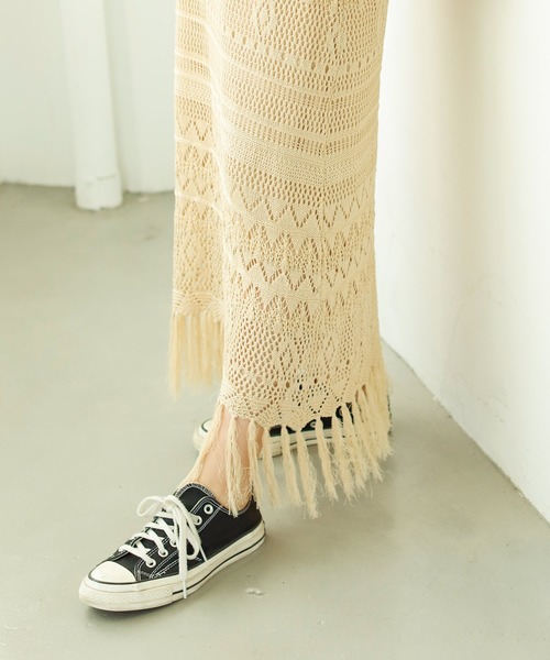Auntie Rosa Holiday（アンティローザホリデー）の「透かし編みフリンジスカート（スカート・レディース・ブラウン/モカ/ナチュラル・FREE）」の19枚目の写真