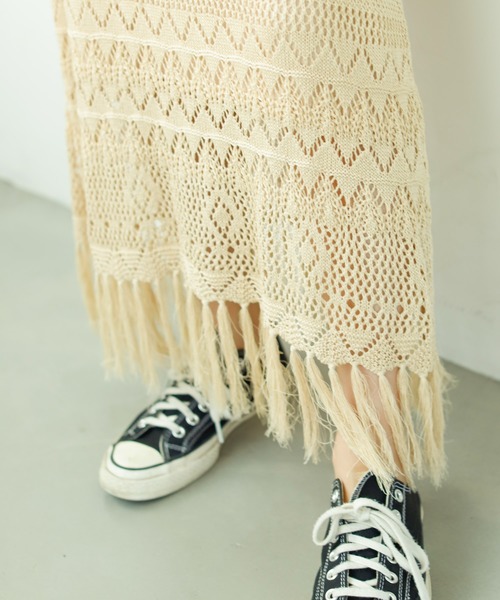 Auntie Rosa Holiday（アンティローザホリデー）の「透かし編みフリンジスカート（スカート・レディース・ブラウン/モカ/ナチュラル・FREE）」の13枚目の写真
