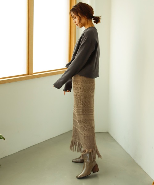 Auntie Rosa Holiday（アンティローザホリデー）の「透かし編みフリンジスカート（スカート・レディース・ブラウン/モカ/ナチュラル・FREE）」の14枚目の写真