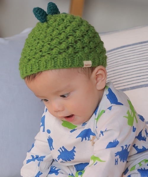 HAKKA BABY（ハッカベビー）の「[ベビー]アニマルモチーフニット帽子（ニットキャップ/ビーニー・キッズ・ブラウン/グレー/オフホワイト/ピンク/イエロー/グリーン/マスタード/キャメル・48）」の5枚目の写真