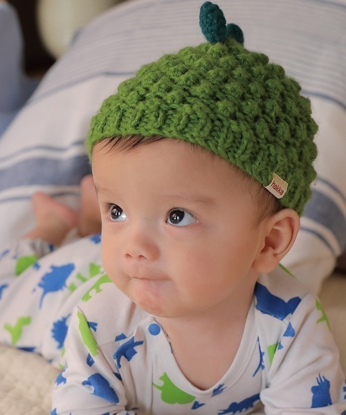 HAKKA BABY（ハッカベビー）の「[ベビー]アニマルモチーフニット帽子（ニットキャップ/ビーニー・キッズ・ブラウン/グレー/オフホワイト/ピンク/イエロー/グリーン/マスタード/キャメル・48）」の16枚目の写真